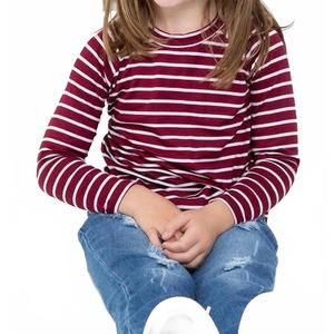 NEW PERFECT PEACH girl's long sleeve stripe top in burgundy